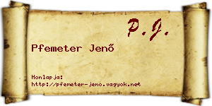 Pfemeter Jenő névjegykártya