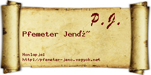 Pfemeter Jenő névjegykártya